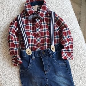 Like New Baby Boy Suspender Outfit 4 pc set